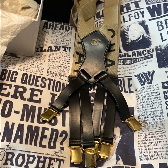 Last call!❤️ Chanel cream/beige & black suspenders - Picture 5 of 12